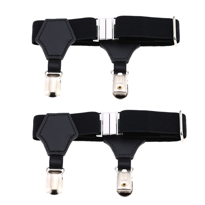 Outman 2pcs Adjustable Sock Garters Metal Clips Sock Suspenders Holders for cotton and silk socks (Black) - Image 1